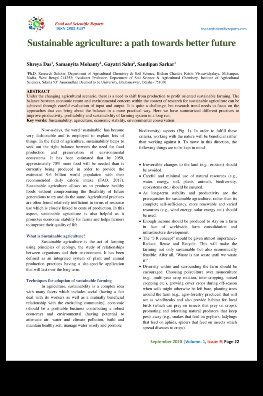 النظم الغذائية طويلة الأجل والزراعة المستدامة: منظور أخضر